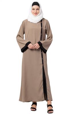 MRC Women Side Slit Front Open Crepe Solid Abaya 1