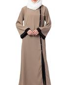 MRC Women Side Slit Front Open Crepe Solid Abaya