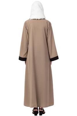 MRC Women Side Slit Front Open Crepe Solid Abaya 2