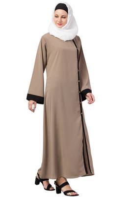 MRC Women Side Slit Front Open Crepe Solid Abaya 5