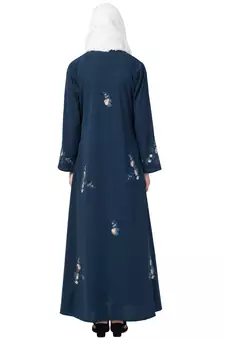 MRC Women Double layered abaya with embroidery work Crepe Solid Abaya With Hijab