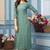 Women's Green Striped Embroidered Straight Rayon Kurta