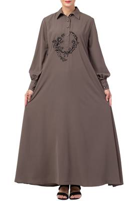 MRC Women A-Line Abaya dual side pocket with cuff sleeve  1