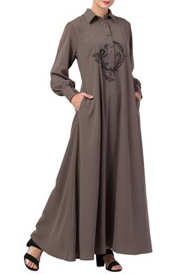 MRC Women A-Line Abaya dual side pocket with cuff sleeve  5