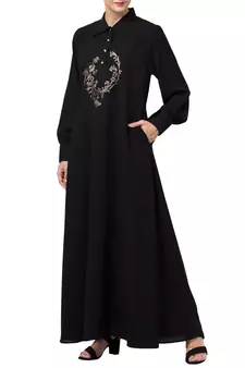 MRC Women Abaya dual side pocket with cuff on sleeve