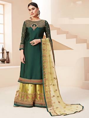 Green embroidered georgette salwar 1