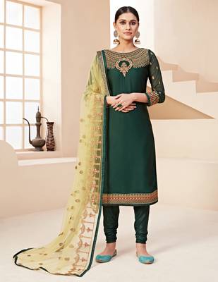 Green embroidered georgette salwar 2