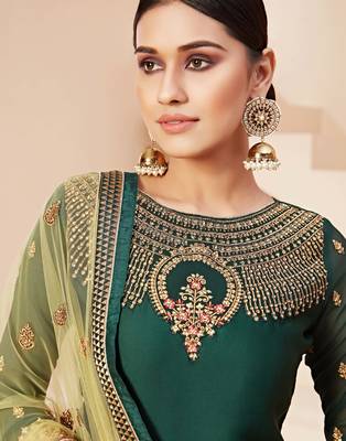 Green embroidered georgette salwar 3