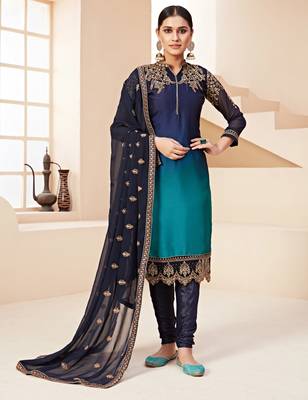 Blue embroidered silk salwar 2
