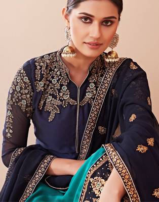 Blue embroidered silk salwar 3