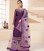 Purple embroidered satin salwar