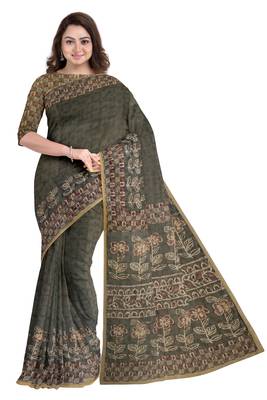 Green Color Chanderi Silk Digital Printed Saree 1