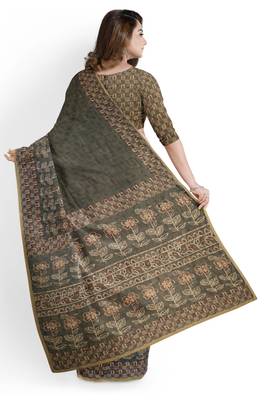Green Color Chanderi Silk Digital Printed Saree 2