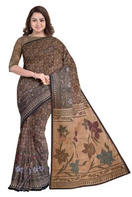 Green Color Chanderi Silk Digital Printed Saree 1