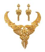 Traditional Gold Plated Necklace Jewellery Set with Earrings for Women