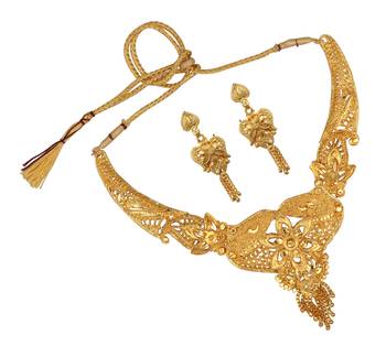Traditional Gold Plated Necklace Jewellery Set with Earrings for Women 2