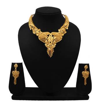 Traditional Gold Plated Necklace Jewellery Set with Earrings for Women 3