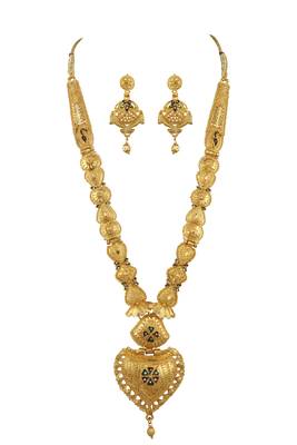 Jewellery Gold Plated  Traditional Designer Wedding Wear Long Necklace Jewellery Set with Earrings for Women 1