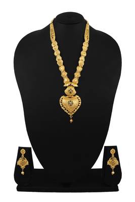 Jewellery Gold Plated  Traditional Designer Wedding Wear Long Necklace Jewellery Set with Earrings for Women 4