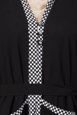 MRC Women Front open abaya Crepe Solid Abaya With Hijab (Black) 3