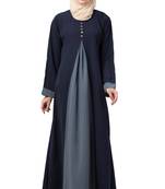 MRC Women Crepe Solid Burqa With Hijab  (Blue, Grey)