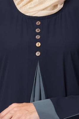 MRC Women Crepe Solid Burqa With Hijab  (Blue, Grey) 3