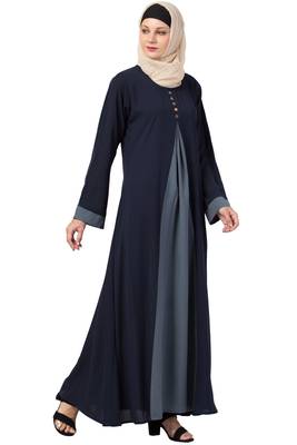 MRC Women Crepe Solid Burqa With Hijab  (Blue, Grey) 5