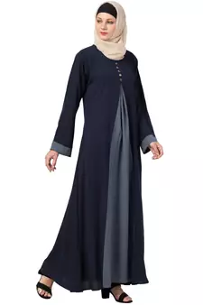 MRC Women Crepe Solid Burqa With Hijab  (Blue, Grey)