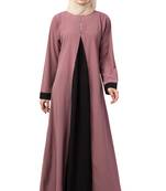 Crepe Solid Burqa With Hijab (Pink, Black)
