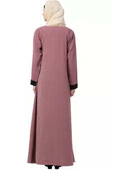 Crepe Solid Burqa With Hijab (Pink, Black)