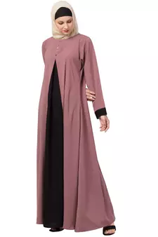 Crepe Solid Burqa With Hijab (Pink, Black)