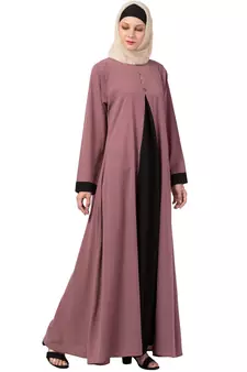 Crepe Solid Burqa With Hijab (Pink, Black)