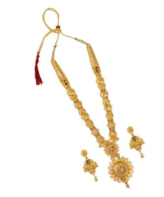 Jewellery Gold Plated  Traditional Designer Wedding Wear Long Necklace Jewellery Set with Earrings for Women 2