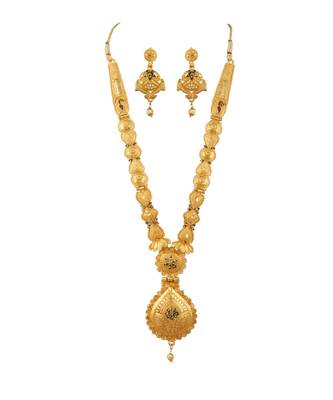 Jewellery Gold Plated  Traditional Designer Wedding Wear Long Necklace Jewellery Set with Earrings for Women 1
