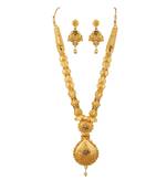 Jewellery Gold Plated  Traditional Designer Wedding Wear Long Necklace Jewellery Set with Earrings for Women