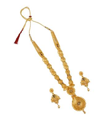 Jewellery Gold Plated  Traditional Designer Wedding Wear Long Necklace Jewellery Set with Earrings for Women 2