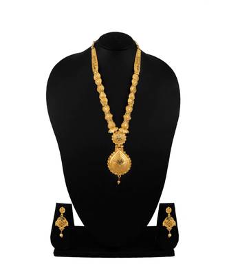 Jewellery Gold Plated  Traditional Designer Wedding Wear Long Necklace Jewellery Set with Earrings for Women 3