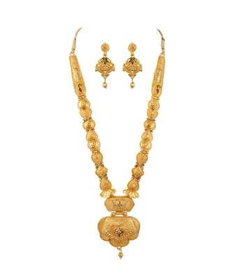 Jewellery Gold Plated  Traditional Designer Wedding Wear Long Necklace Jewellery Set with Earrings for Women 1