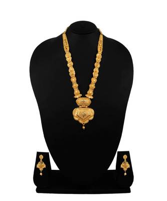 Jewellery Gold Plated  Traditional Designer Wedding Wear Long Necklace Jewellery Set with Earrings for Women 3