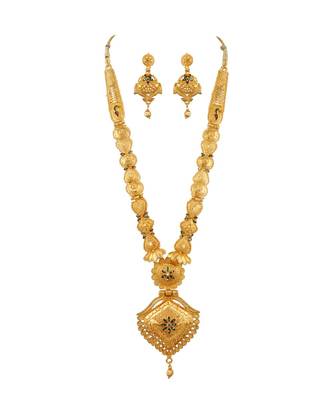 Jewellery Gold Plated  Traditional Designer Wedding Wear Long Necklace Jewellery Set with Earrings for Women 1