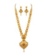 Jewellery Gold Plated  Traditional Designer Wedding Wear Long Necklace Jewellery Set with Earrings for Women