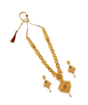 Jewellery Gold Plated  Traditional Designer Wedding Wear Long Necklace Jewellery Set with Earrings for Women 2