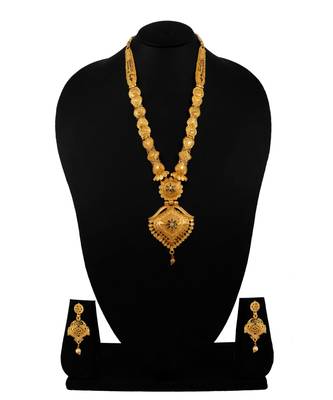 Jewellery Gold Plated  Traditional Designer Wedding Wear Long Necklace Jewellery Set with Earrings for Women 3