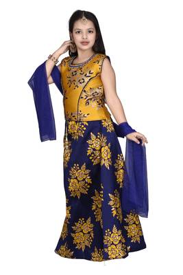  Plain Art Silk Stitched Kids Lehenga Choli 2