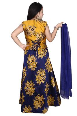  Plain Art Silk Stitched Kids Lehenga Choli 4