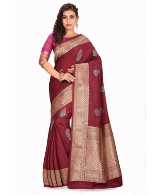 purple woven Art Silk Saree with Ethnic Motifs 1