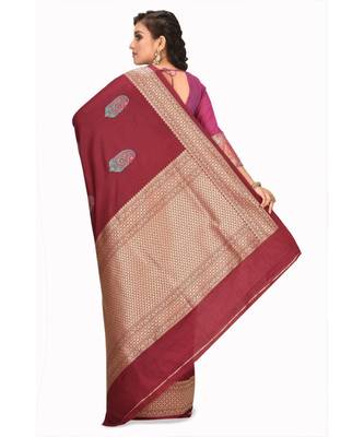 purple woven Art Silk Saree with Ethnic Motifs 2