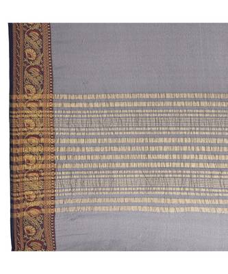 blue Plain Chiffon Saree with Embroidered Border 3
