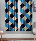 A Blue Printed  Polyester Window Curtain