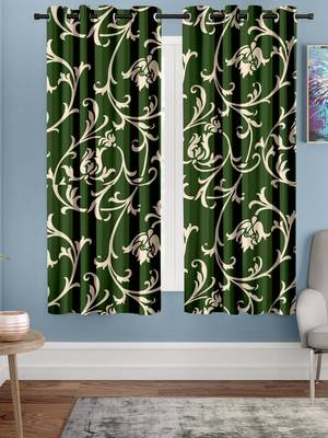 A Green Printed  Polyester Window Curtain 1